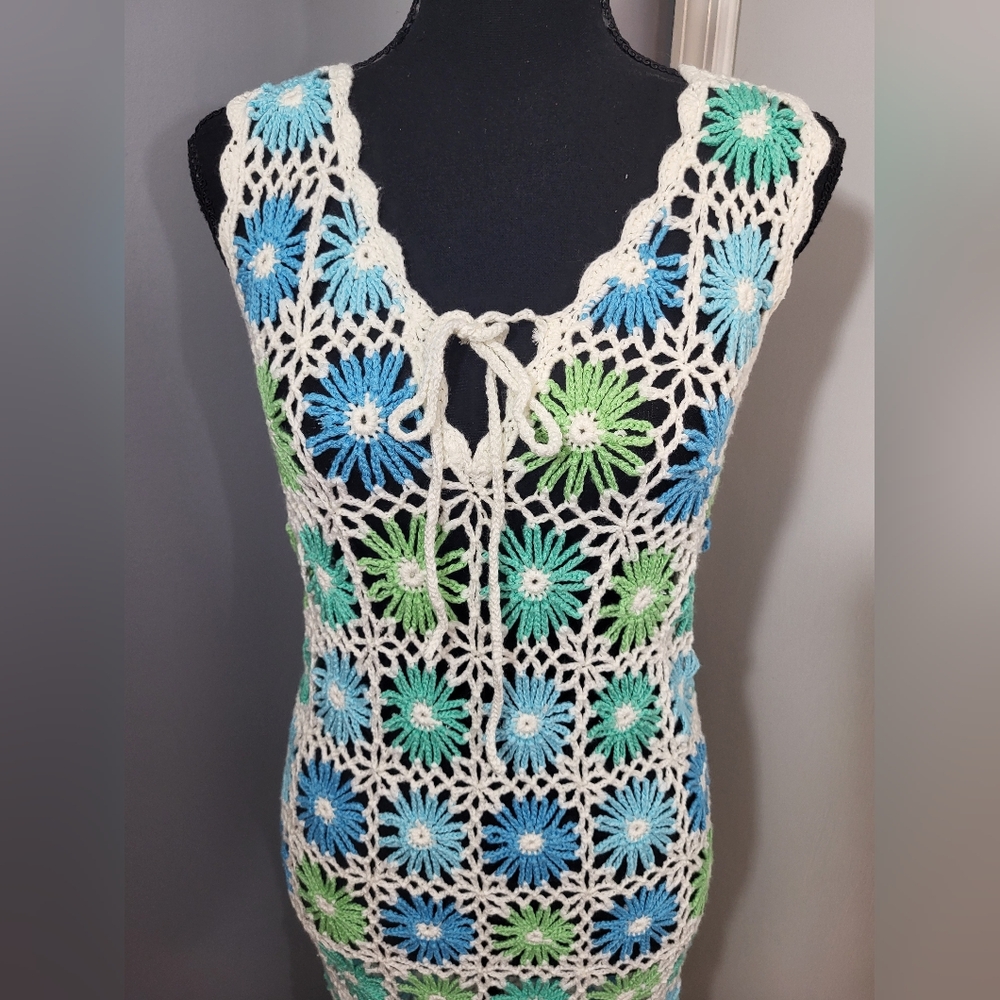 Show Me Your Mumu Vacay Tank Floral Crochet Maxi Dress Cover Up - Picture 4 of 8